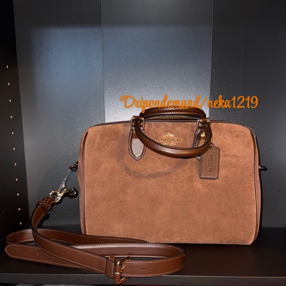 Coach Rowan Large Satchel Bag in Suede - Picture 8 of 15